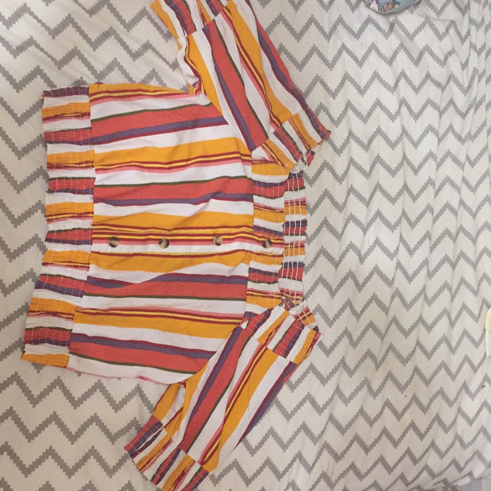 half sleeved cropped shirt with strips